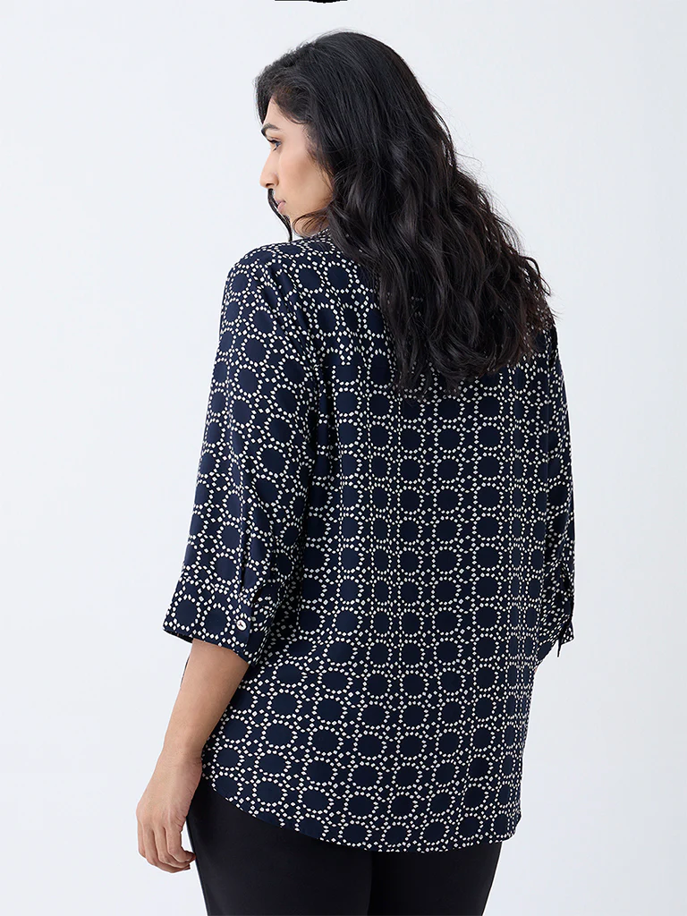 Gia Navy Printed Shirt - Image 4