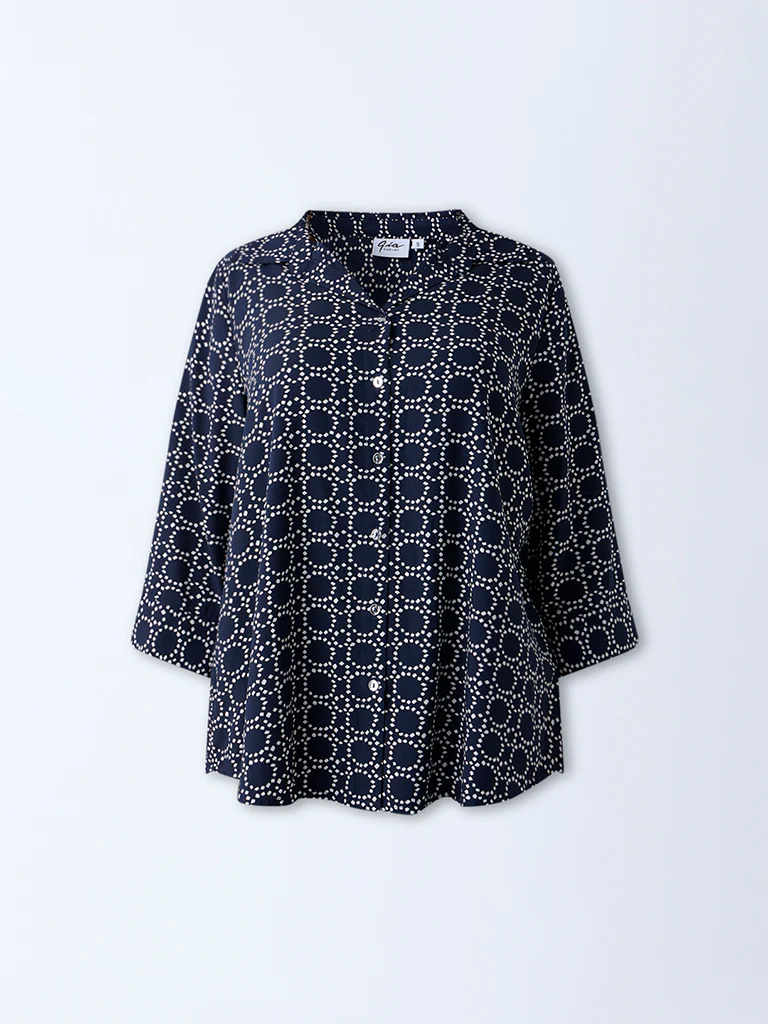 Gia Navy Printed Shirt - Image 5