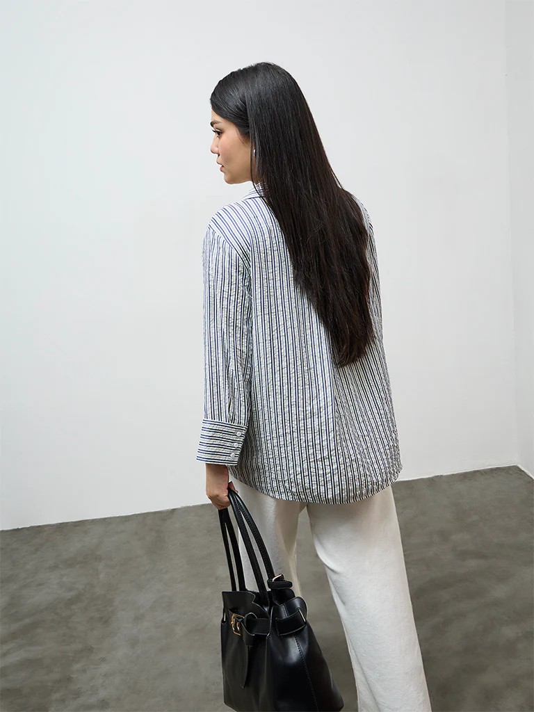 Gia Navy Striped Shirt - Image 4