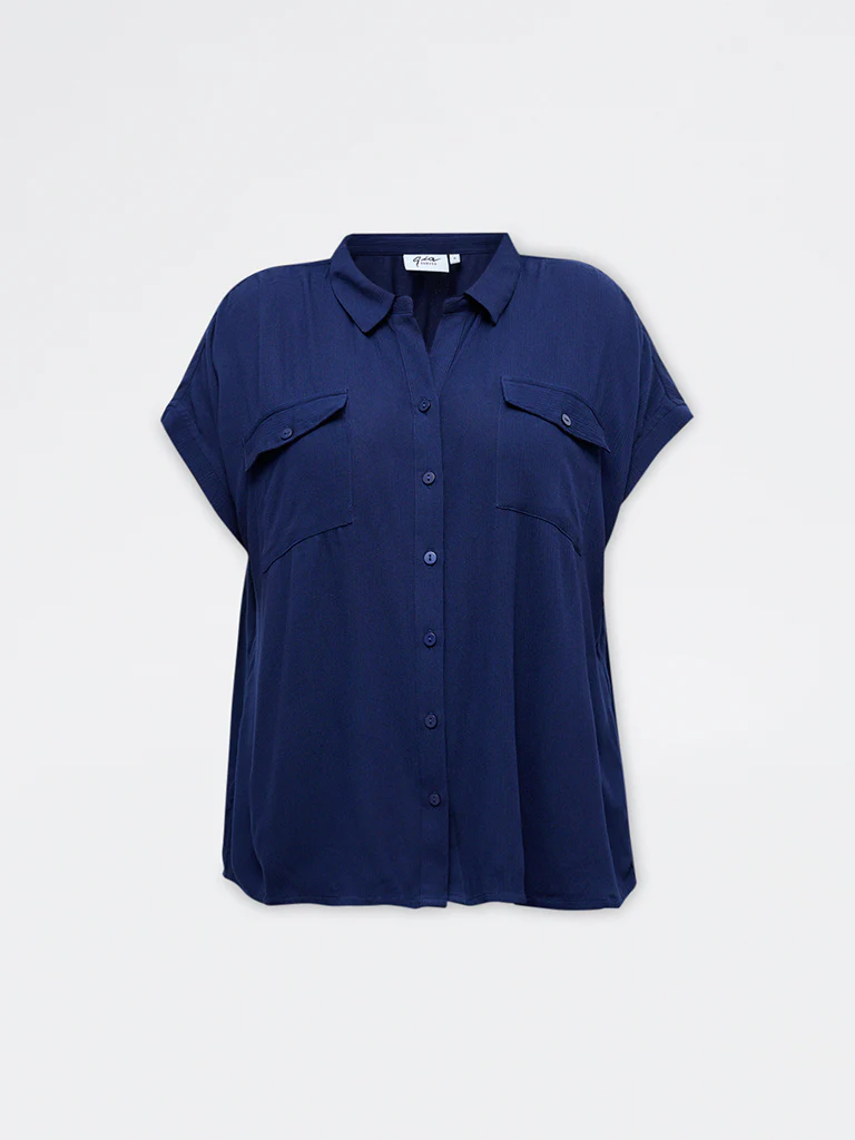 Gia Navy Textured Shirt - Image 5