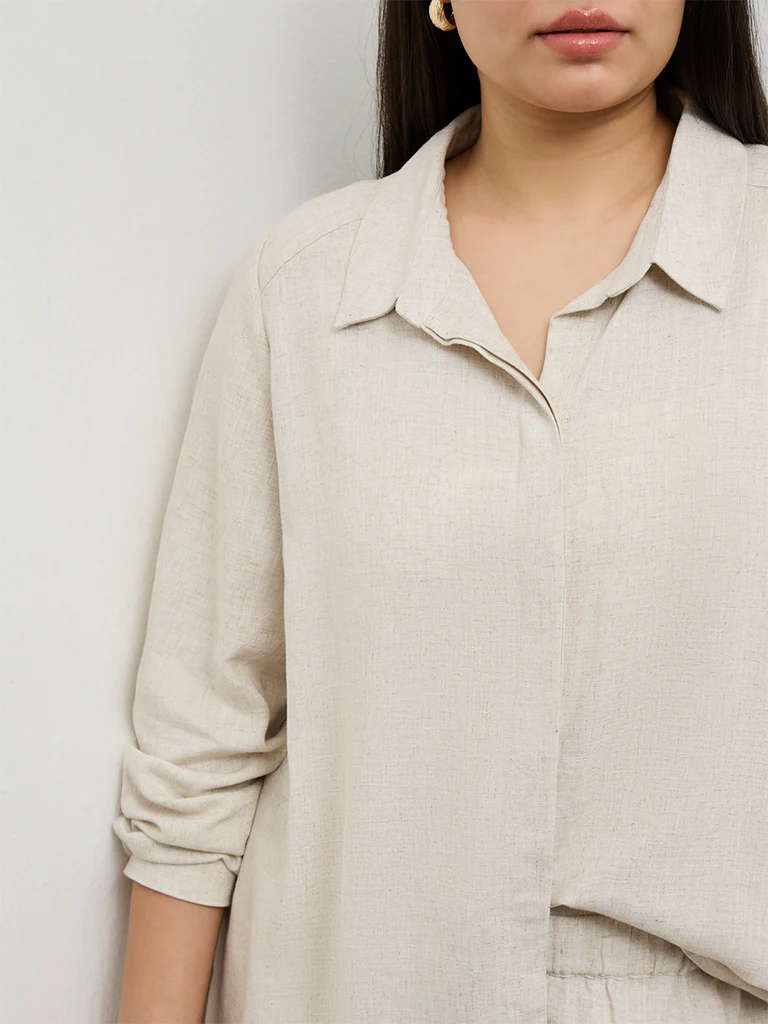 Gia Off-White Cotton Shirt - Image 3