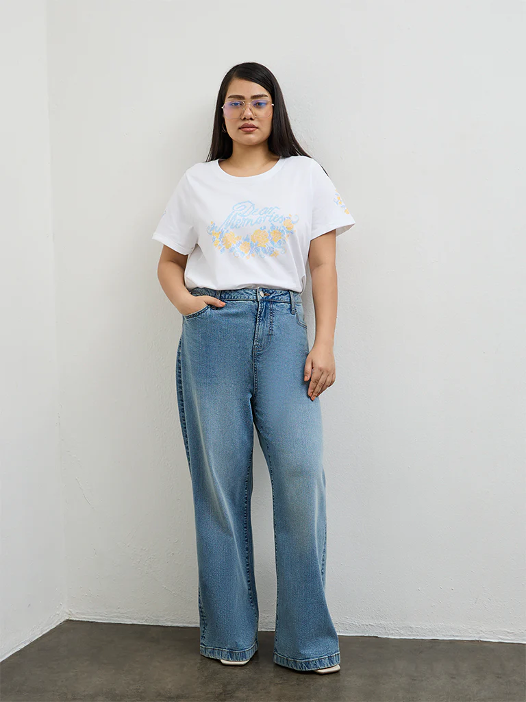 Gia Off-White Printed Cotton T-Shirt - Image 2