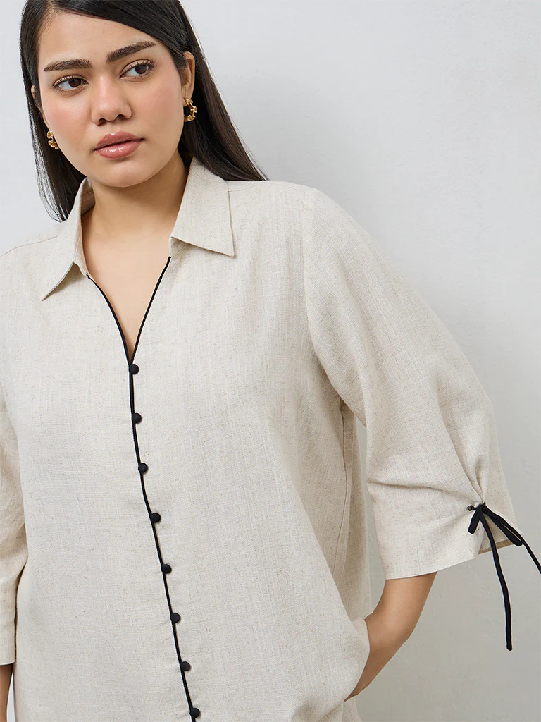Gia Off-White Solid Blouse - Image 3