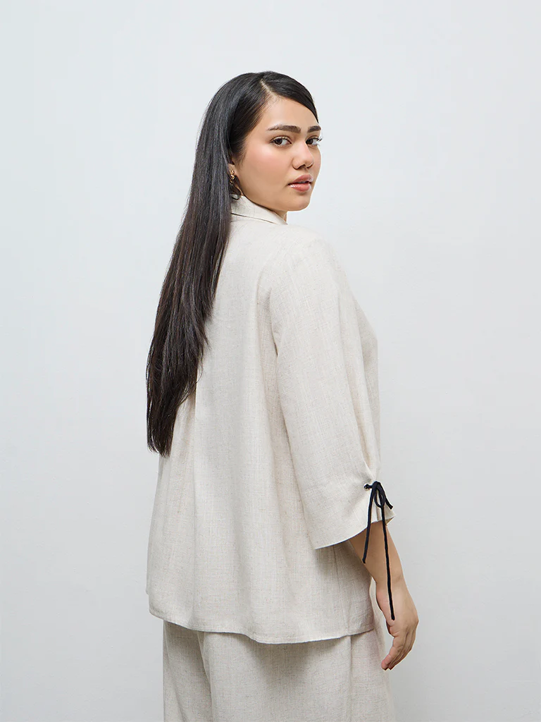Gia Off-White Solid Blouse - Image 4