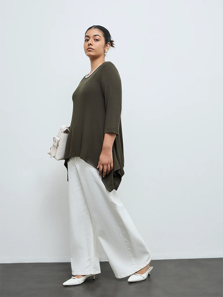 Gia Olive Rib-Textured Top
