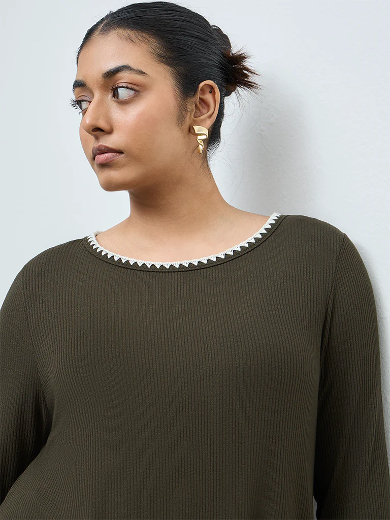 Gia Olive Rib-Textured Top - Image 3