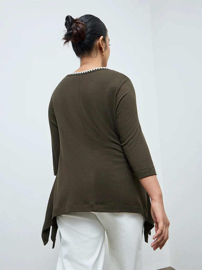 Gia Olive Rib-Textured Top - Image 4
