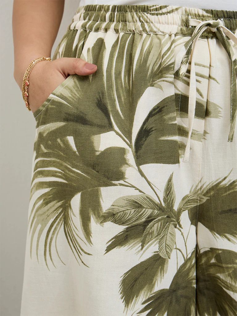 Gia Olive Tropical-Inspired High-Rise Shorts - Image 3