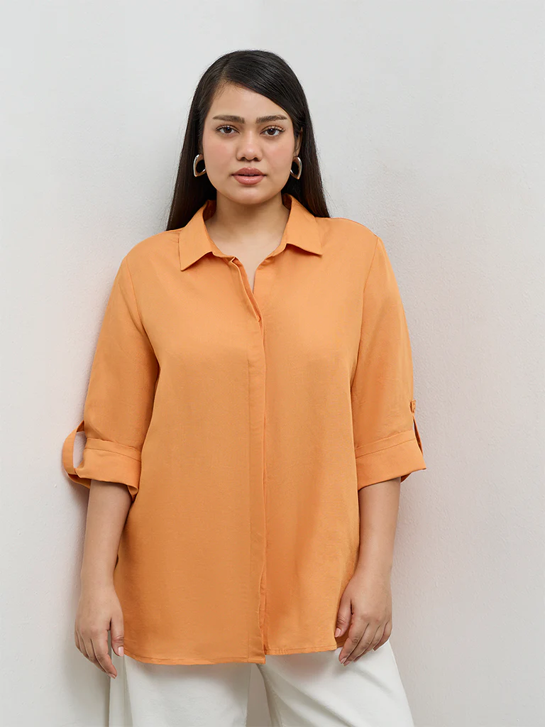 Gia Orange Solid Shirt - Image 2