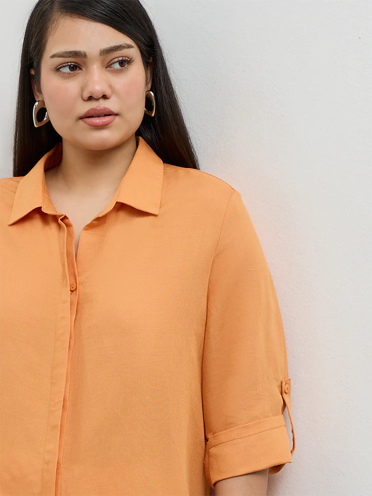 Gia Orange Solid Shirt - Image 3