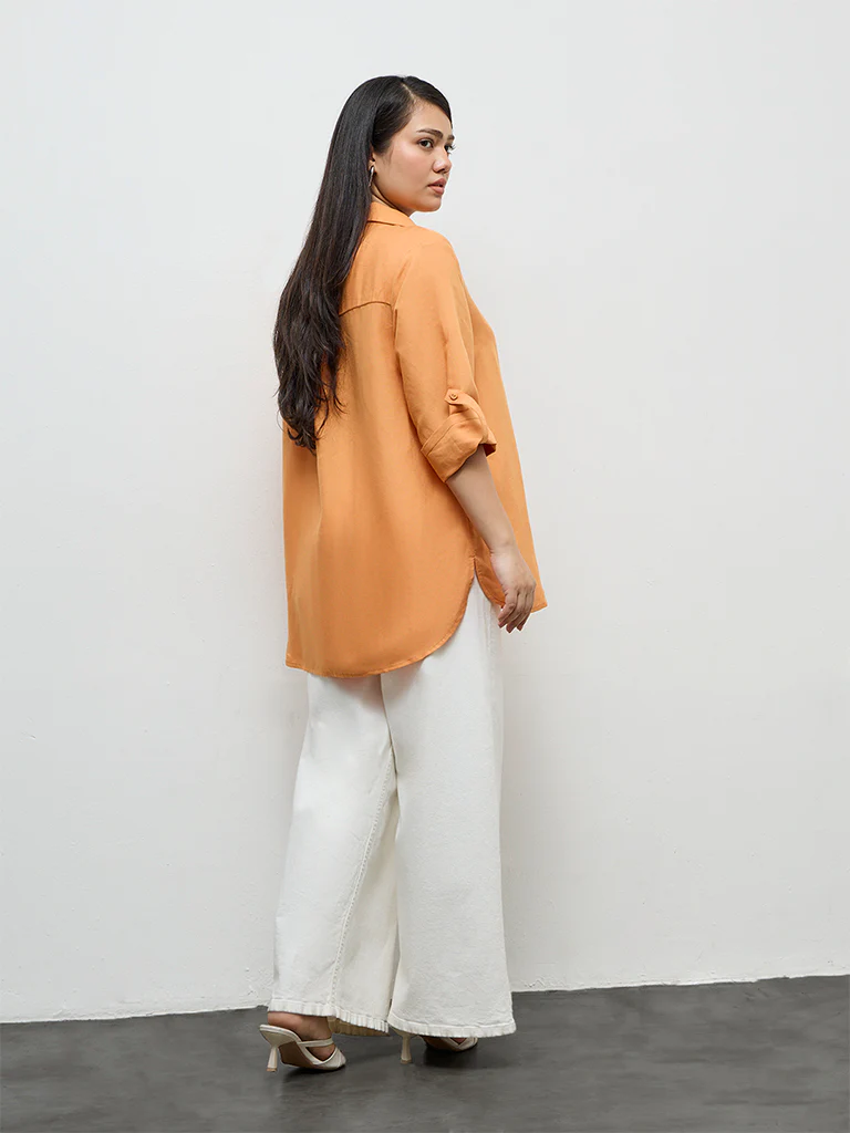 Gia Orange Solid Shirt - Image 4