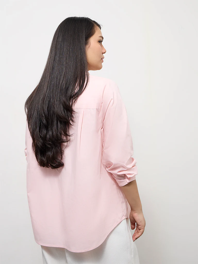 Gia Pink Embroidered Cotton Shirt - Image 4