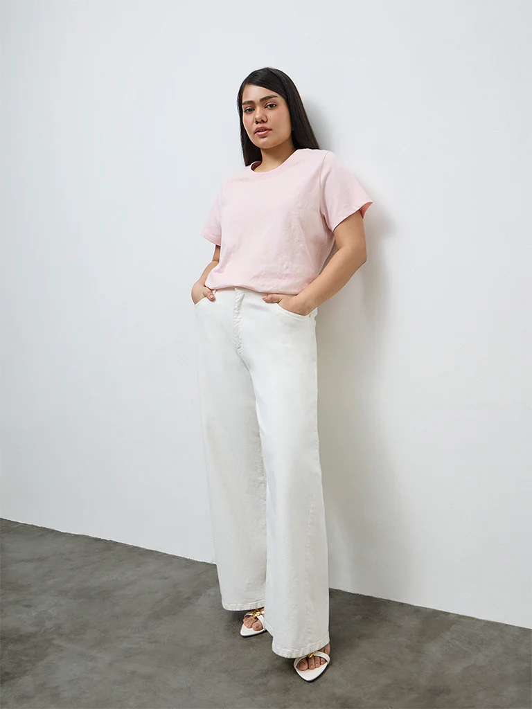 Gia Pink Floral Embroidered Cotton T-Shirt - Image 2