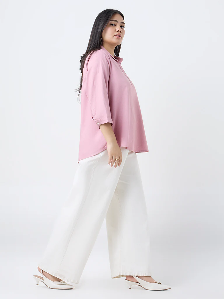 Gia Pink Solid Blouse - Image 2