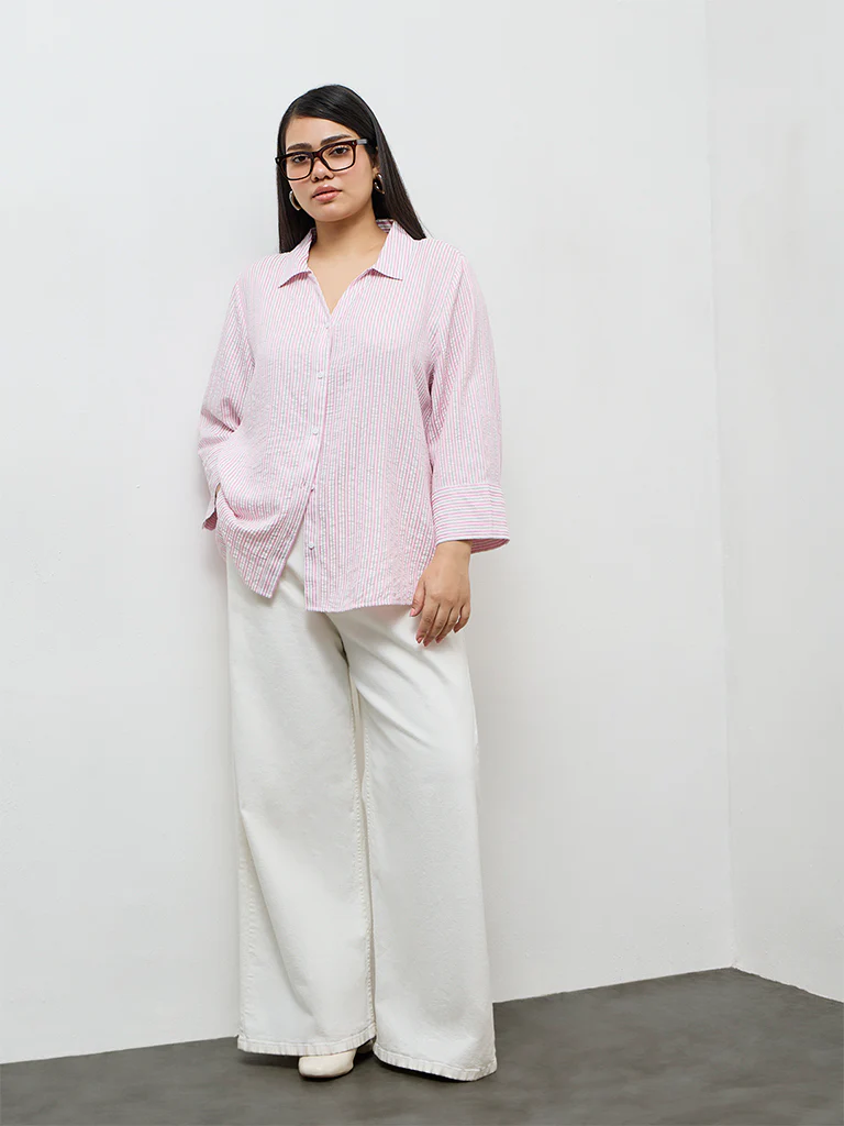 Gia Pink Striped Shirt - Image 2