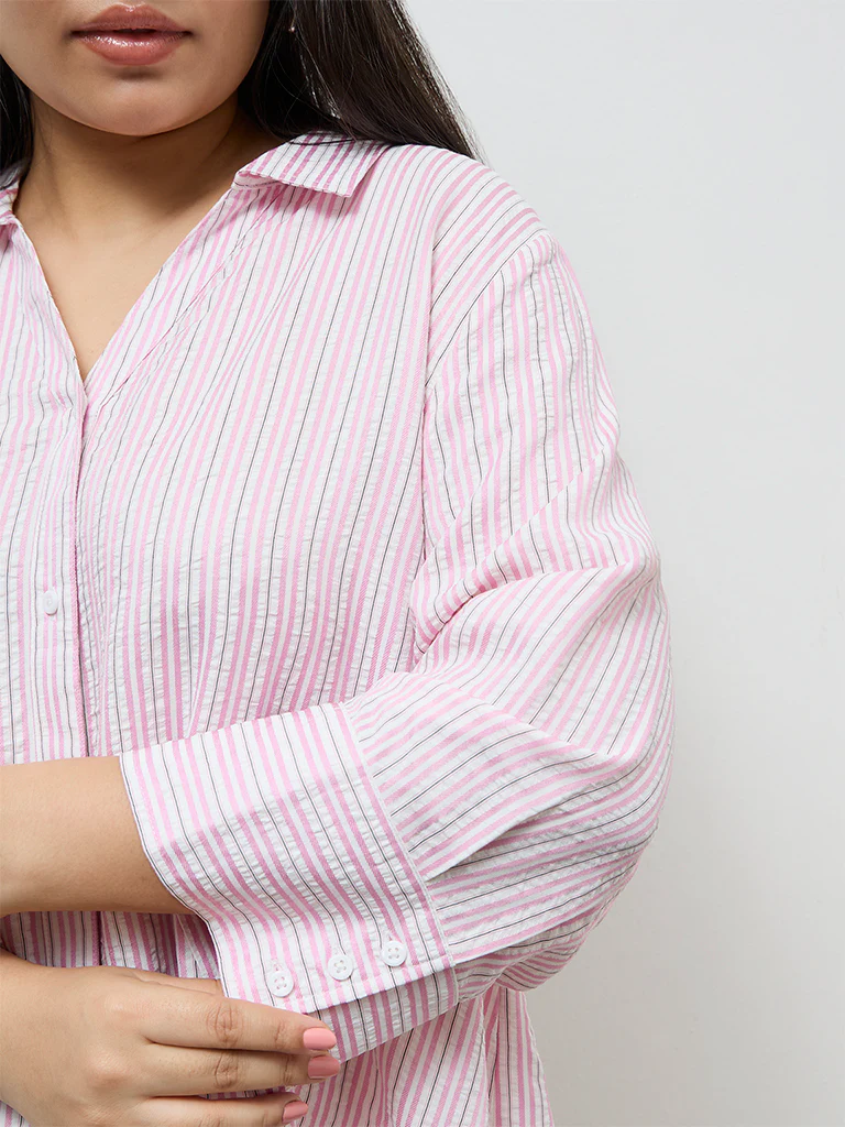 Gia Pink Striped Shirt - Image 3