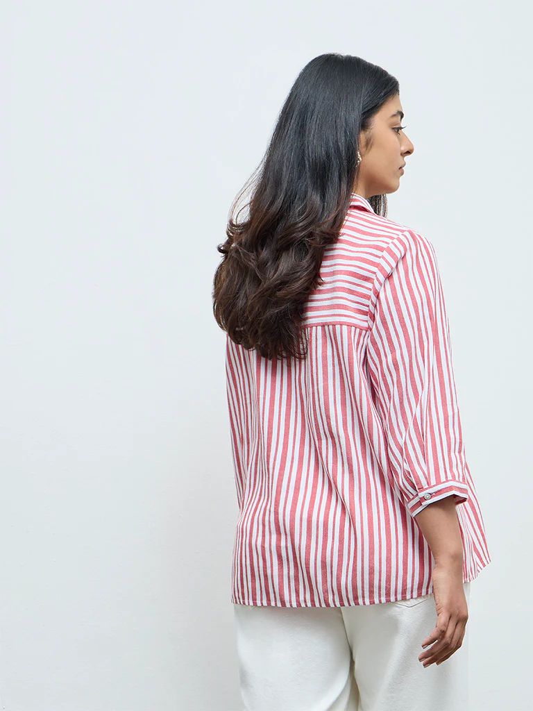 Gia Red and White Striped Blouse - Image 4