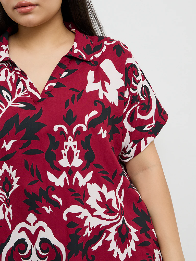 Gia Red Floral Printed Blouse - Image 3
