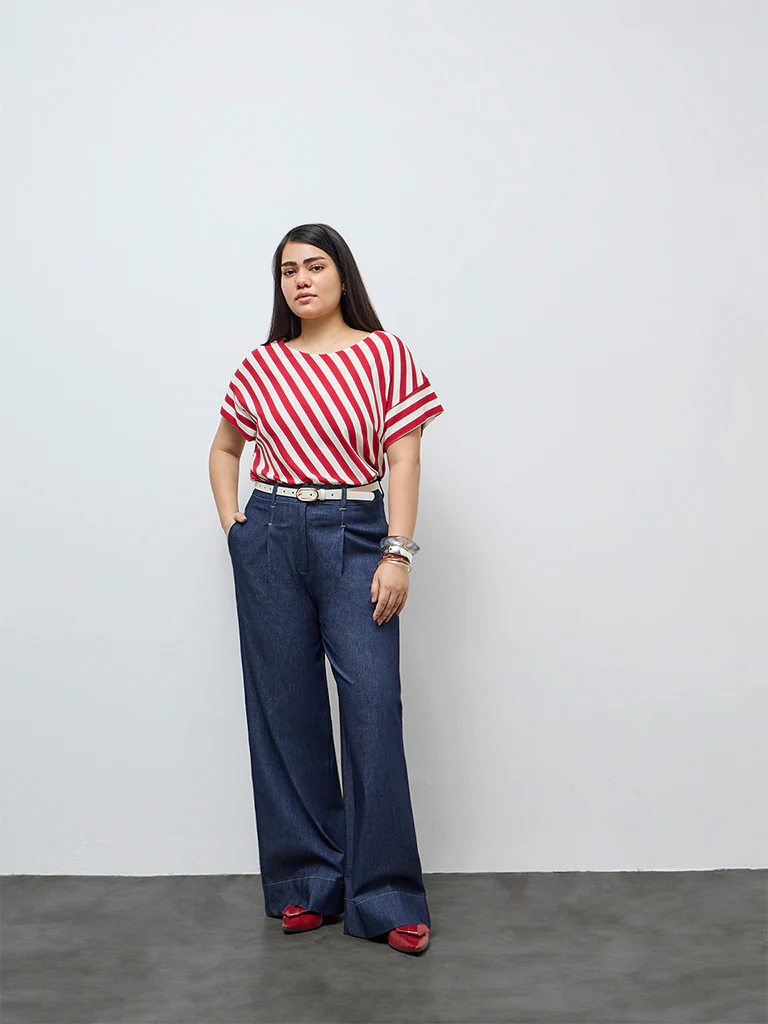 Gia Red Striped T-Shirt - Image 2