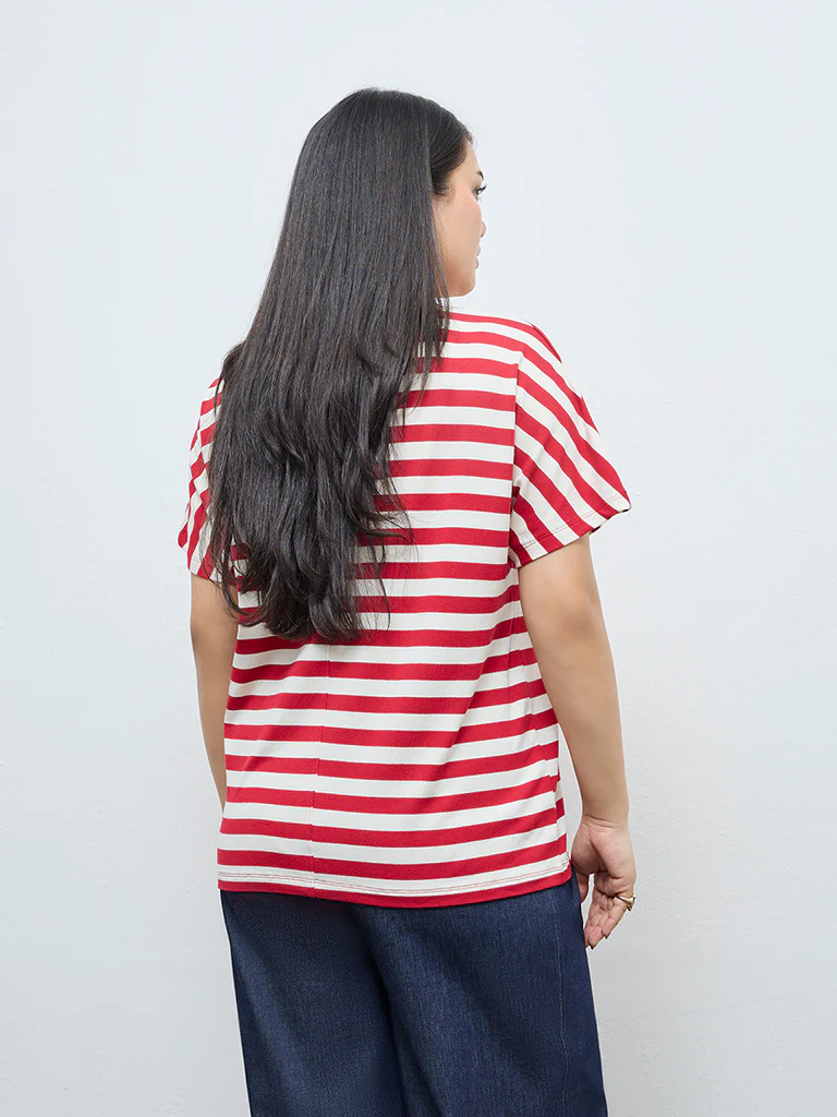 Gia Red Striped T-Shirt - Image 4