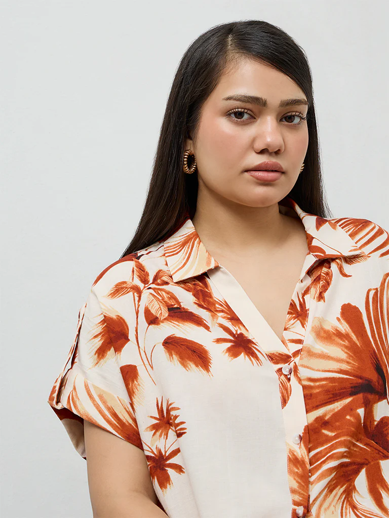 Gia Rust Foliage Printed Shirt - Image 3