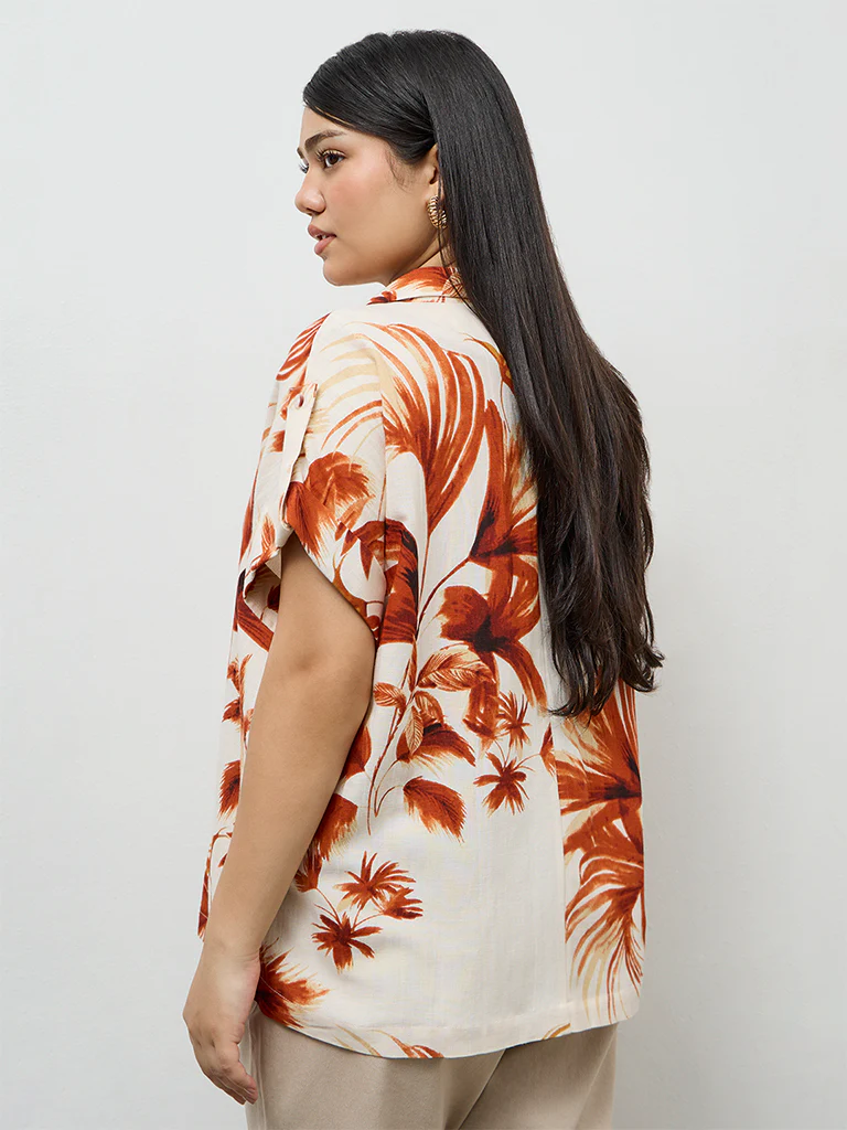 Gia Rust Foliage Printed Shirt - Image 4