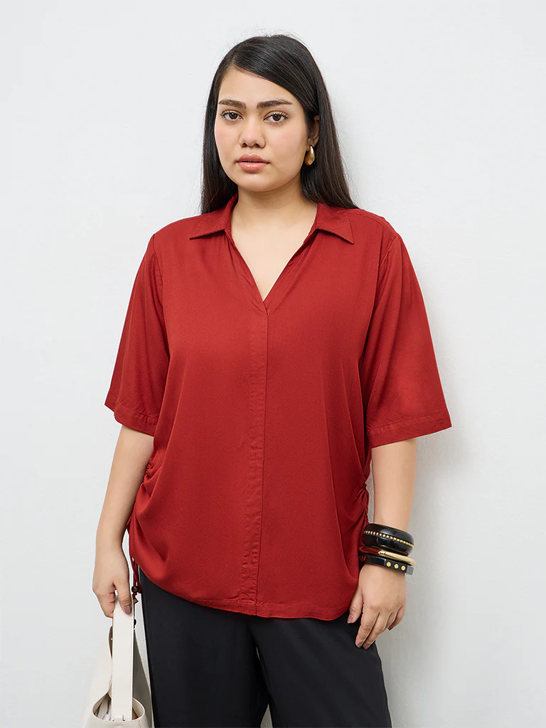 Gia Rust Ruched Blouse - Image 2