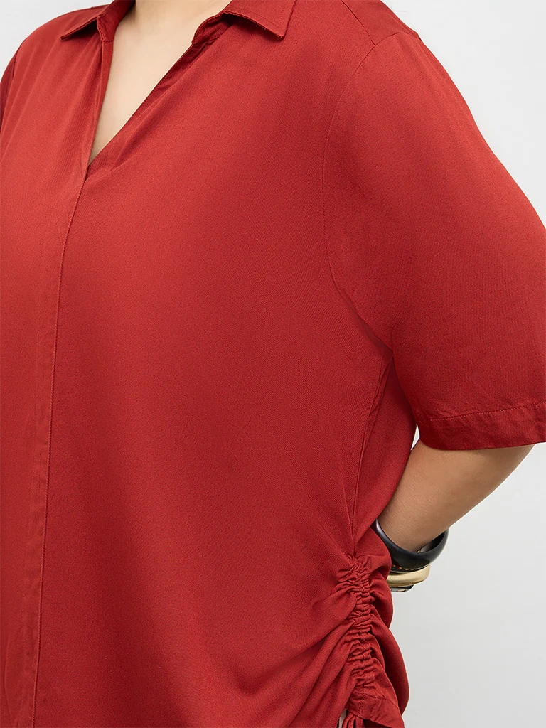 Gia Rust Ruched Blouse - Image 3