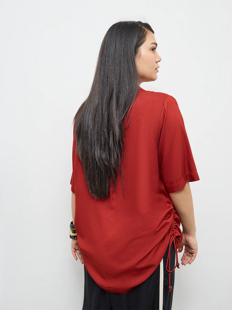 Gia Rust Ruched Blouse - Image 4