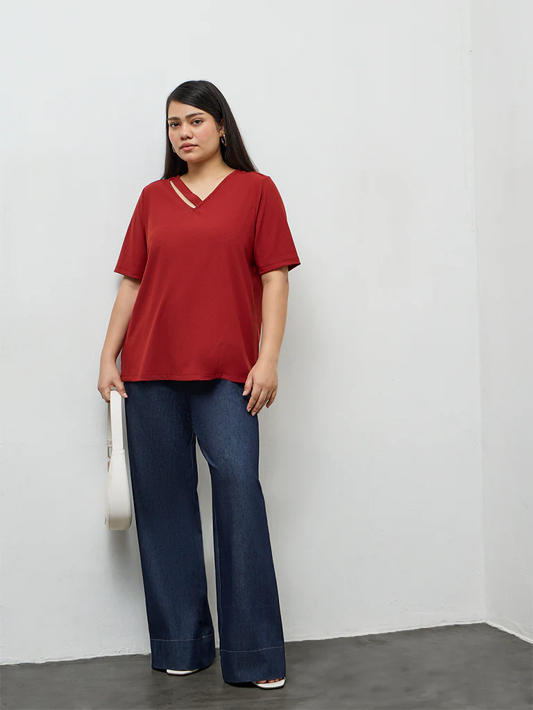 Gia Rust Self-Striped Top - Image 2