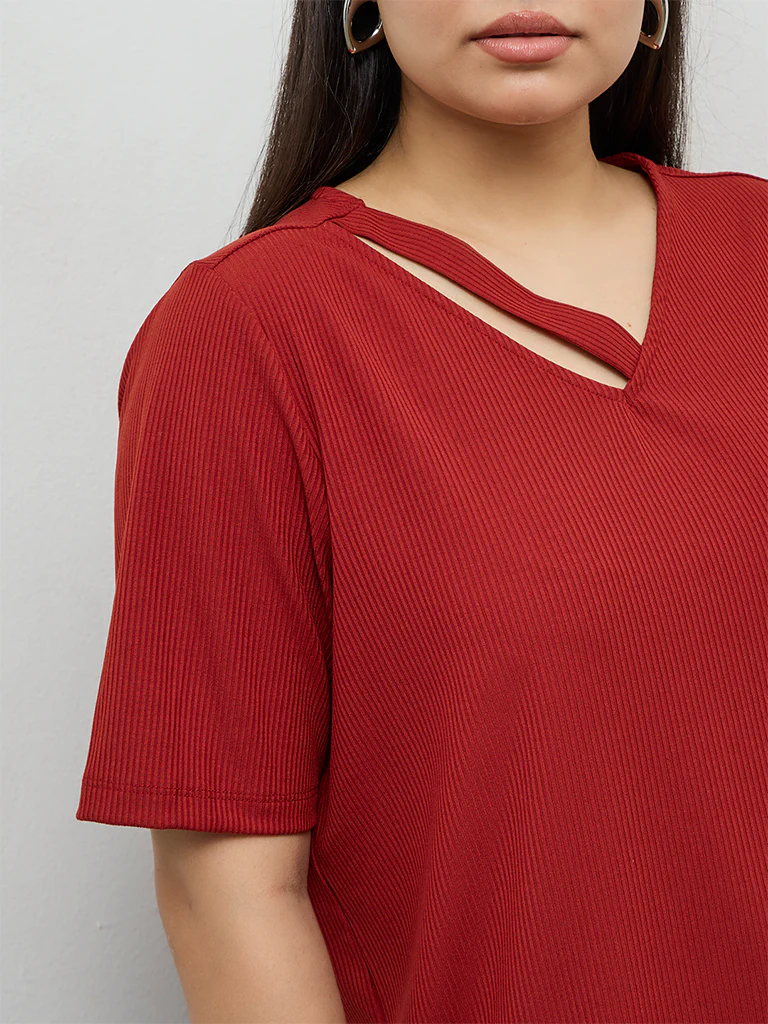 Gia Rust Self-Striped Top - Image 3