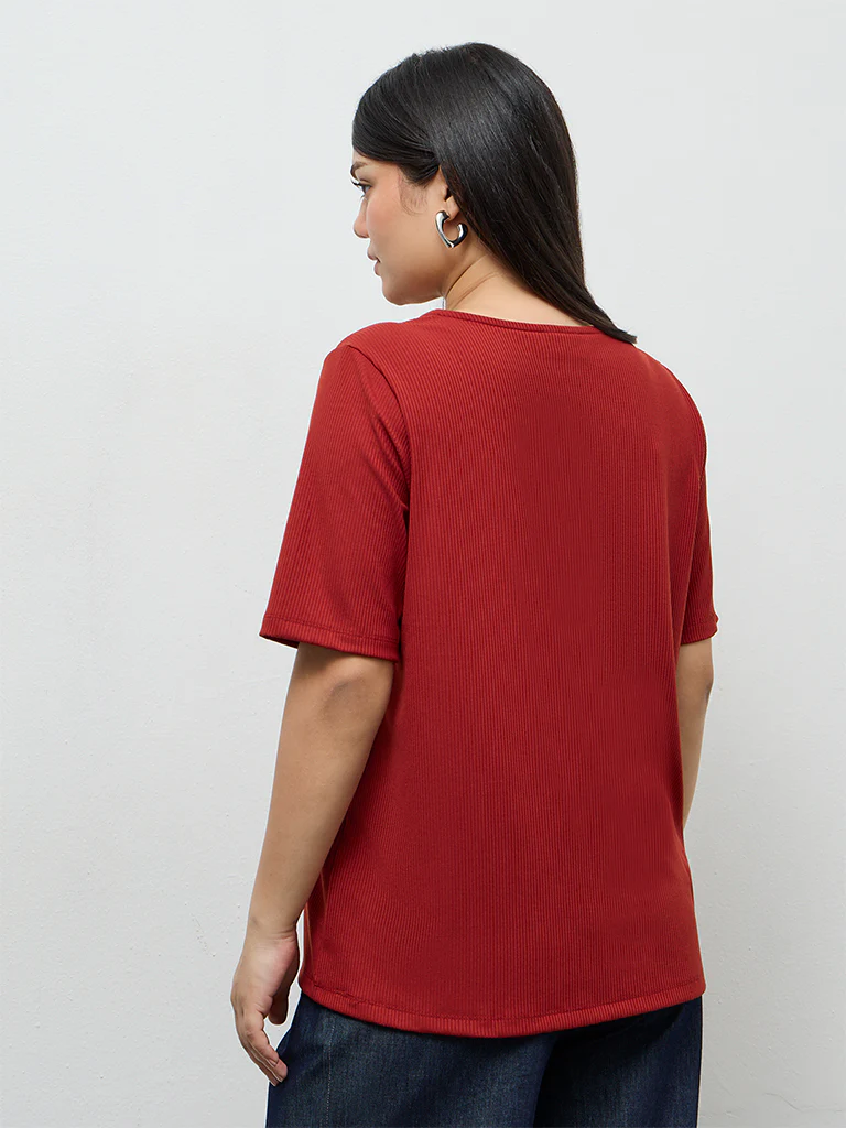 Gia Rust Self-Striped Top - Image 4