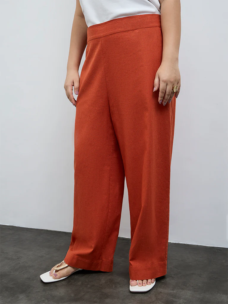 Gia Rust Solid High-Rise Pants - Image 2