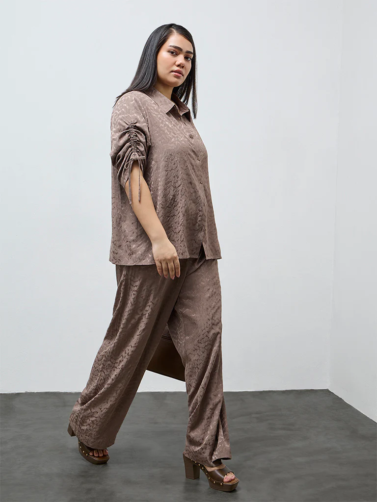 Gia Taupe Self-Patterned Shirt - Image 2