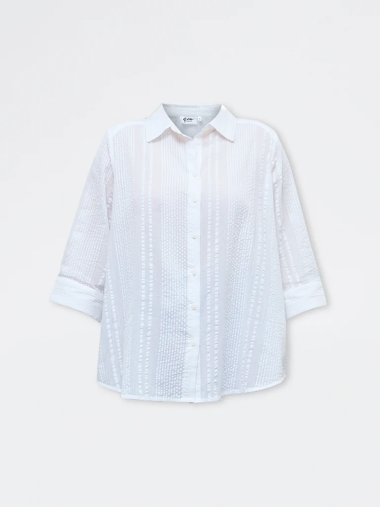 Gia White Crinkle-Textured Cotton Shirt - Image 5