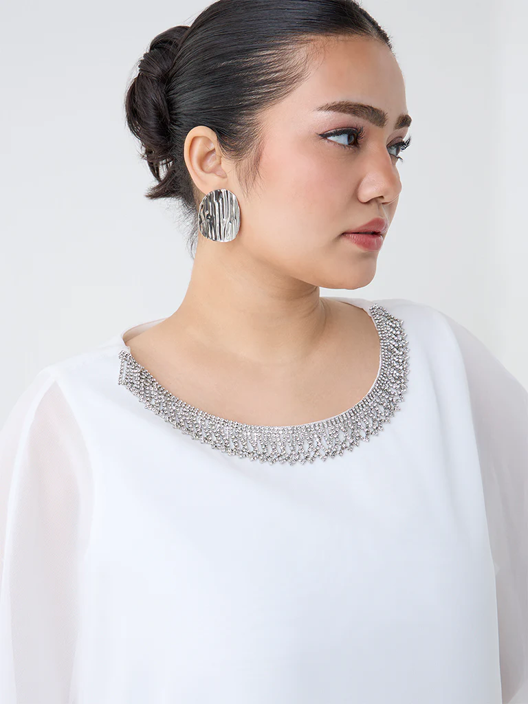Gia White Embellished Top - Image 2