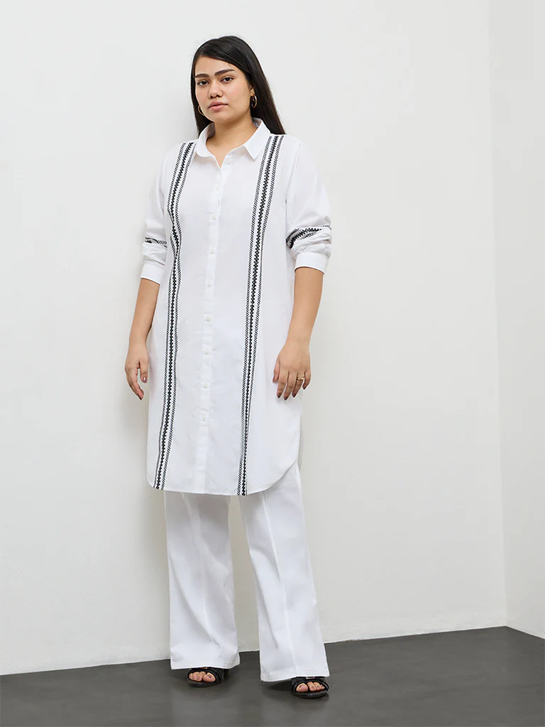 Gia White Embroidered Cotton Tunic