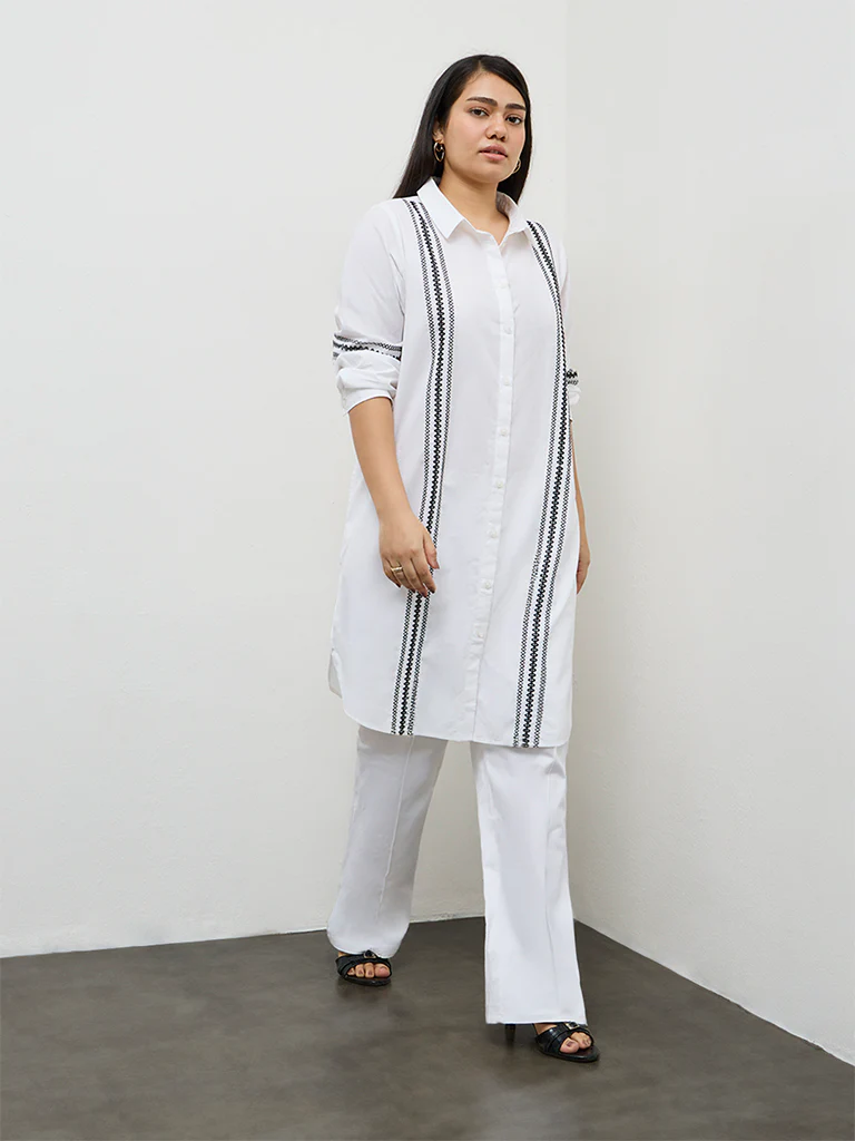 Gia White Embroidered Cotton Tunic - Image 2