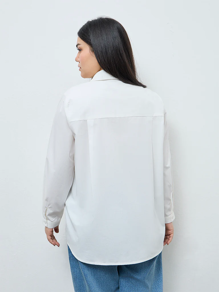 Gia White Floral Embroidered Cotton Shirt - Image 4