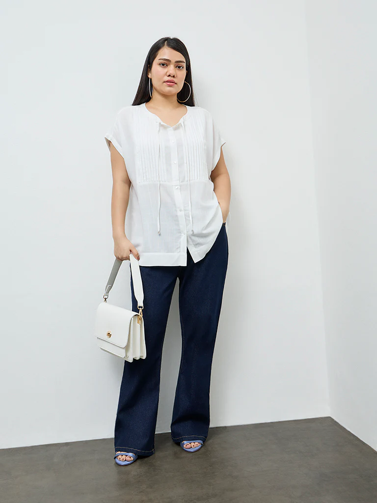 Gia White Pintuck-Detail Blouse - Image 2