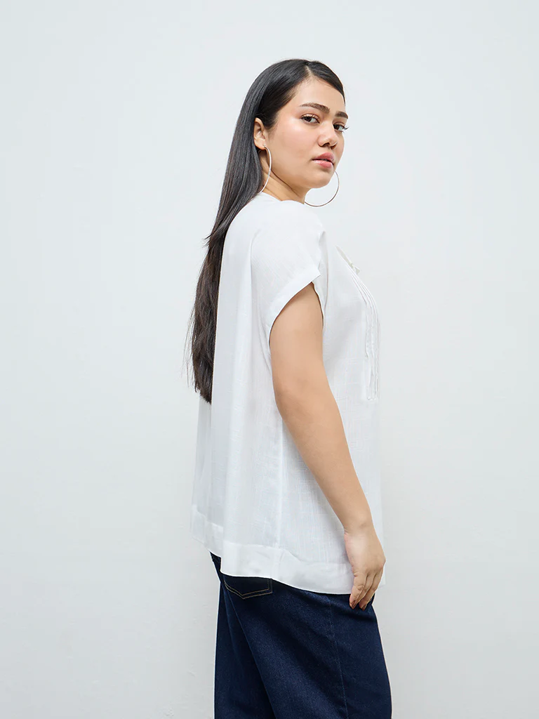 Gia White Pintuck-Detail Blouse - Image 4