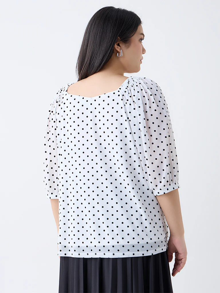 Gia White Polka Dotted Top - Image 4