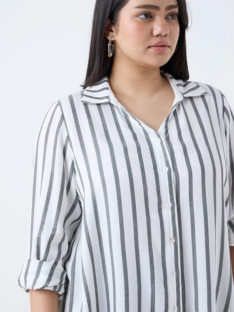 Gia White Striped Shirt - Image 3