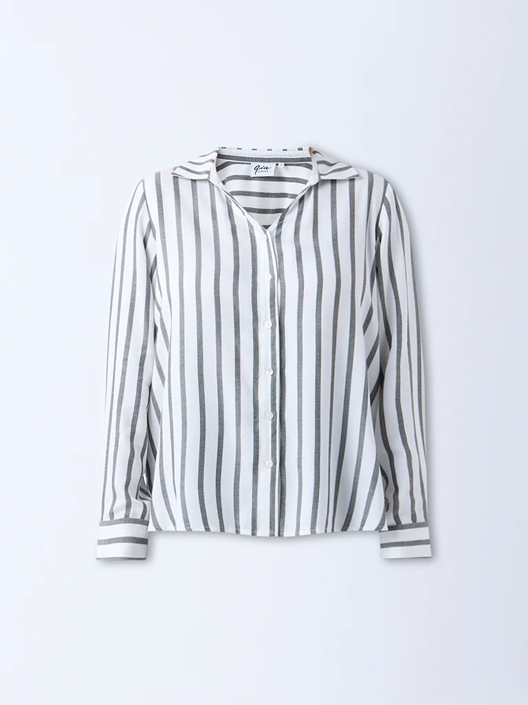 Gia White Striped Shirt - Image 5