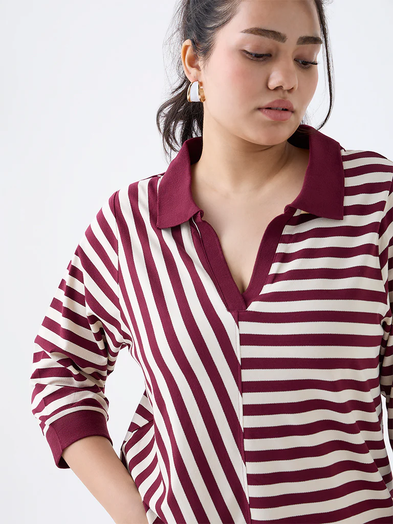 Gia Wine Striped T-Shirt - Image 3