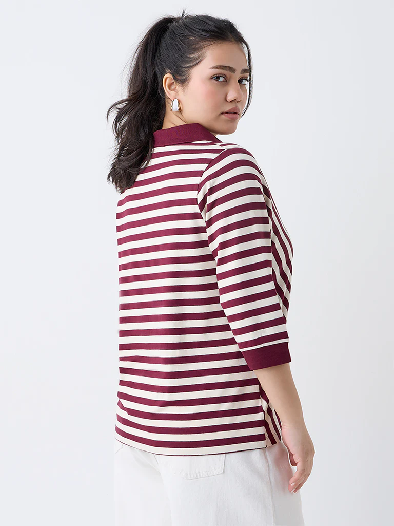 Gia Wine Striped T-Shirt - Image 4