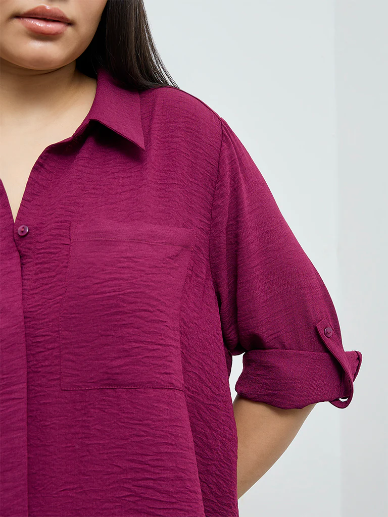 Gia Wine Textured Shirt - Image 3