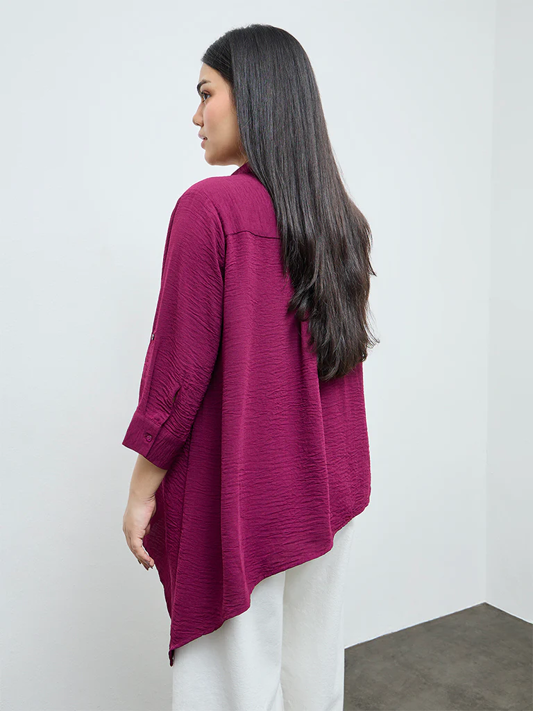 Gia Wine Textured Shirt - Image 4