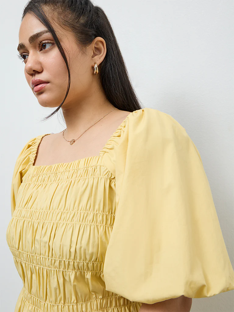 Gia Yellow Smocked Blouse - Image 3