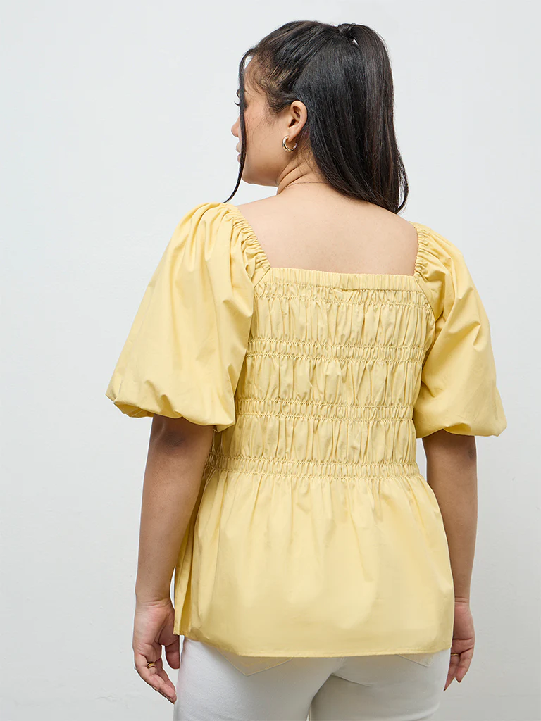 Gia Yellow Smocked Blouse - Image 4